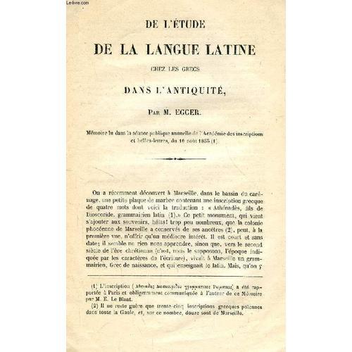 De L'etude De La Langue Latine Chez Les Grecs Dans L'antiquite on Productcaster.