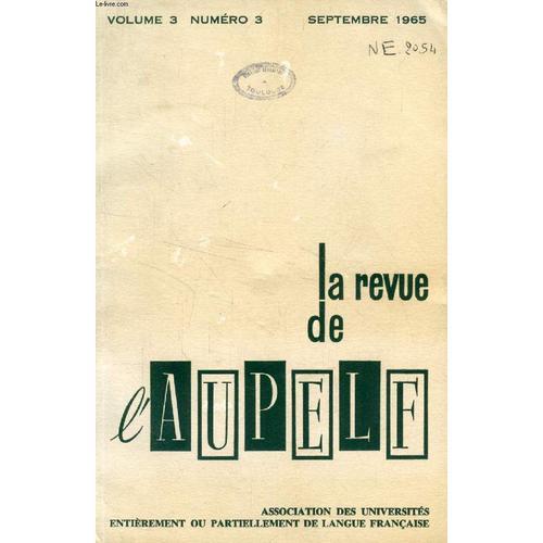 La Revue De L'aupelf, Vol. 2, N° 3, Sept. 1965 (Sommaire: La Notion... on Productcaster.