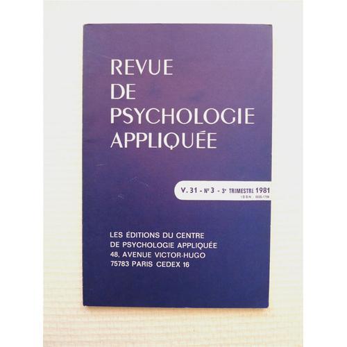 Revue De Psychologie Appliquée N° 313 on Productcaster.