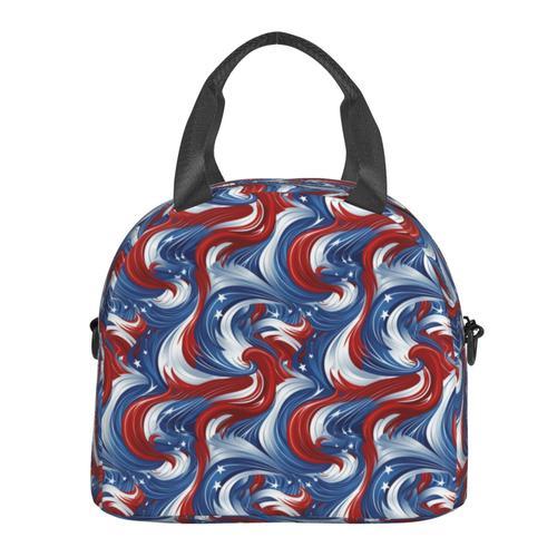 Sac à déjeuner Tourbillons de drapeau américain Sac besace à main a... on Productcaster.