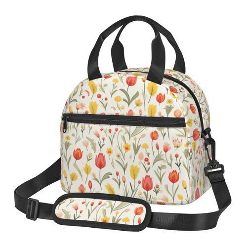 Sac à déjeuner Motif floral de Pâques Sac besace à main avec sangle... on Productcaster.