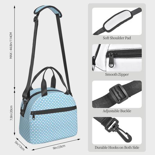 Sac à déjeuner Bleu clair et blanc Sac besace à main avec sangle d'... on Productcaster.