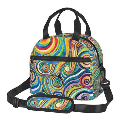 Sac à déjeuner Tourbillons Set 2 - Aquarelle rétro Sac besace à mai... on Productcaster.