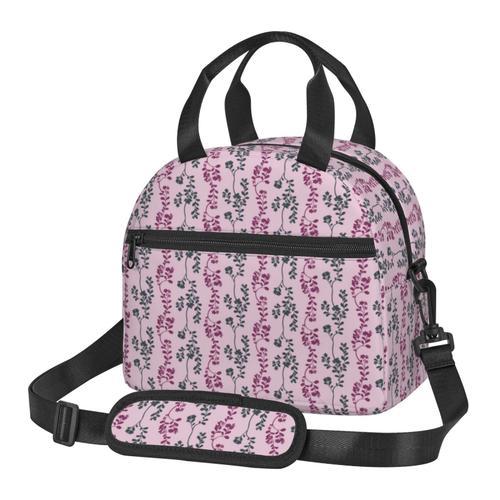 Sac à déjeuner Floral rose et vert Sac besace à main avec sangle d'... on Productcaster.