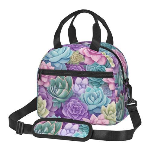 Sac à déjeuner Succulentes pastels Sac besace à main avec sangle d'... on Productcaster.