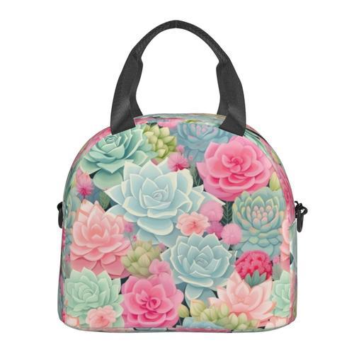 Sac à déjeuner Succulentes pastels Sac besace à main avec sangle d'... on Productcaster.