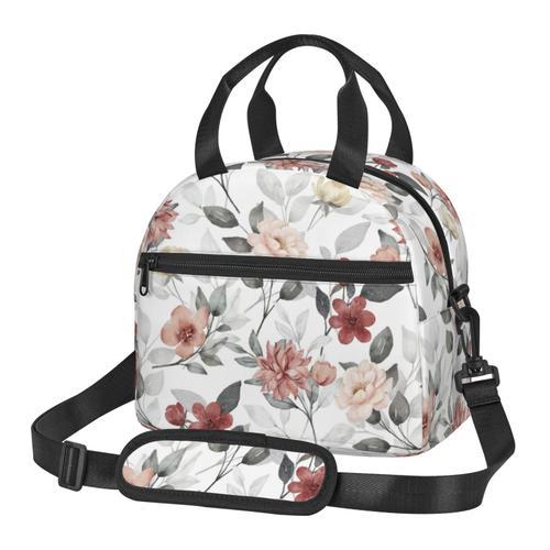 Sac à déjeuner Motifs avec des fleurs Sac besace à main avec sangle... on Productcaster.