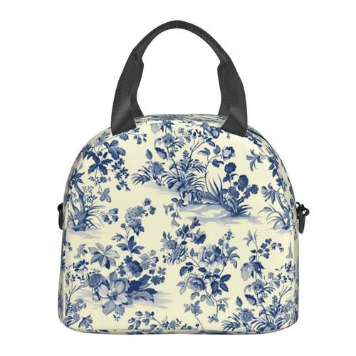 Sac à déjeuner Tissu floral en toile française Sac besace à main av... on Productcaster.