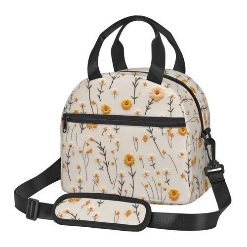 Sac à déjeuner Broderie de fleurs sauvages Boho Sac besace à main a... on Productcaster.