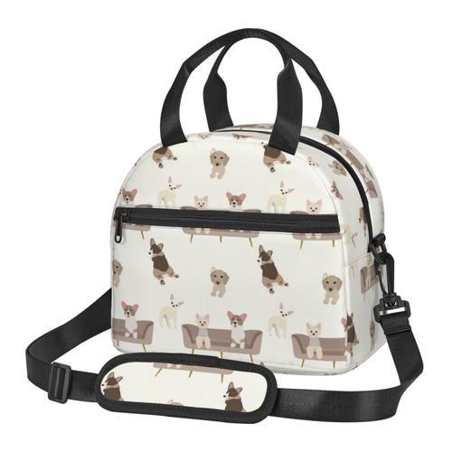 Sac à déjeuner Modèles de chiens Sac besace à main avec sangle d'ép... on Productcaster.