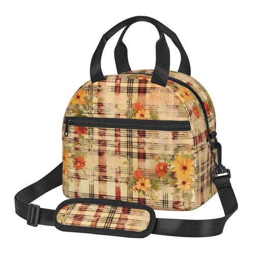 Sac à déjeuner Fleurs à carreaux country grunge Sac besace à main a... on Productcaster.