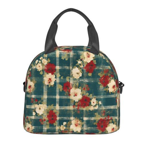 Sac à déjeuner Fleurs à carreaux country grunge Sac besace à main a... on Productcaster.