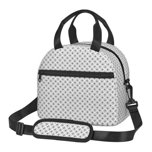 Sac à déjeuner Noir et blanc Sac besace à main avec sangle d'épaule... on Productcaster.