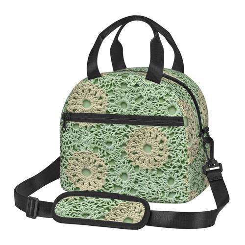 Sac à déjeuner Tissu au crochet vert doux Sac besace à main avec sa... on Productcaster.