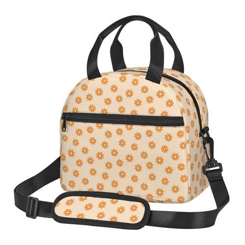 Sac à déjeuner Motifs Peach Fuzz et Marguerites Orange Sac besace à... on Productcaster.