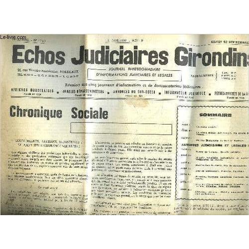 Echos Judiciaires Girondins N°1740 17e Annee Sept. 1972 Chronique S... on Productcaster.