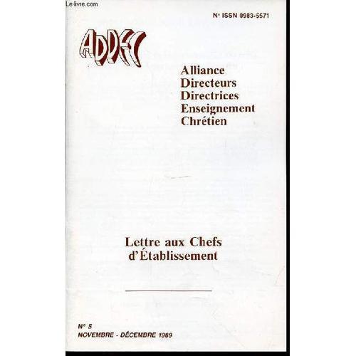 Lettre Aux Chefs D'etablissement N°5 - Session Addec Valbonne / Con... on Productcaster.