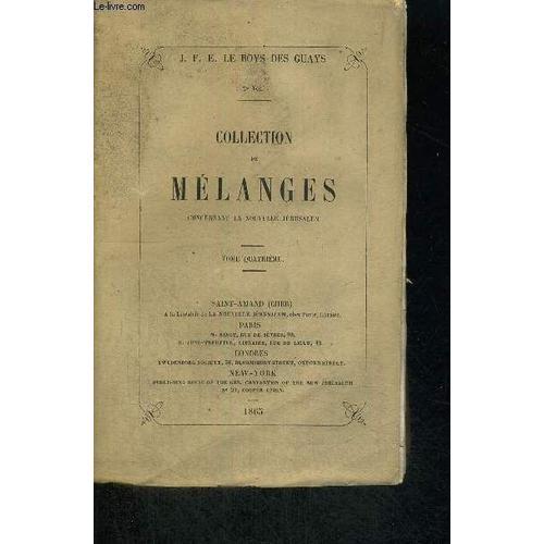 Collection De Melanges - Concernant La Nouvelle Edition - Tome 4 on Productcaster.