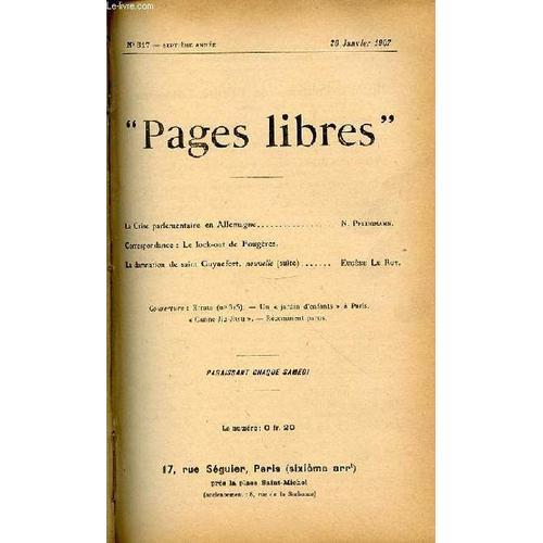 Pages Libres N°317 / Septieme Annee / 26 Janvier 1907 - La Crise Pa... on Productcaster.