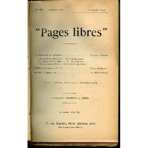 Pages Libres N°367 / Huitieme Annee / 11 Janvier 1908 - La Ploutocr... on Productcaster.