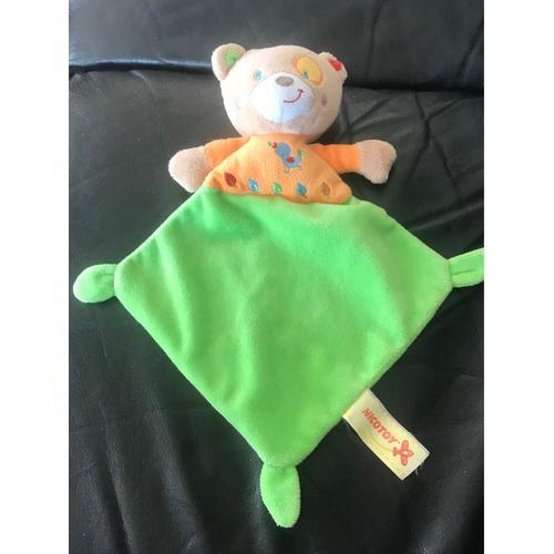 Doudou Peluche Ours Plat Vert Et Orange Nicotoys Oiseau 30cm on Productcaster.