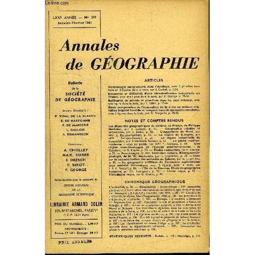 Annales De Geographie N°377 - Morphologie Périglaciaire Dans L'arct... on Productcaster.