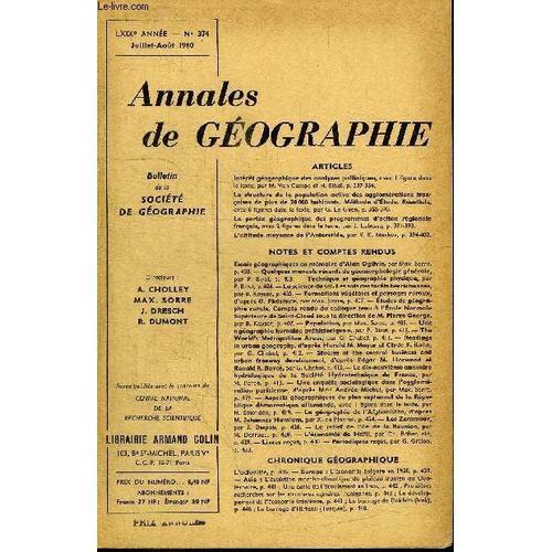 Annales De Geographie N°374 - Intérêt Géographique Des Analyses Pol... on Productcaster.