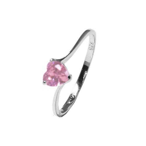 Bague Argent 925 Rhodié Zirconium Rose Coeur 5mm on Productcaster.