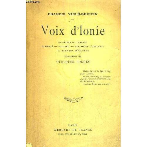 Voix D'ionie -Voix D' Ionie - Le Délire De Tantale - Pasiphaé - Gal... on Productcaster.