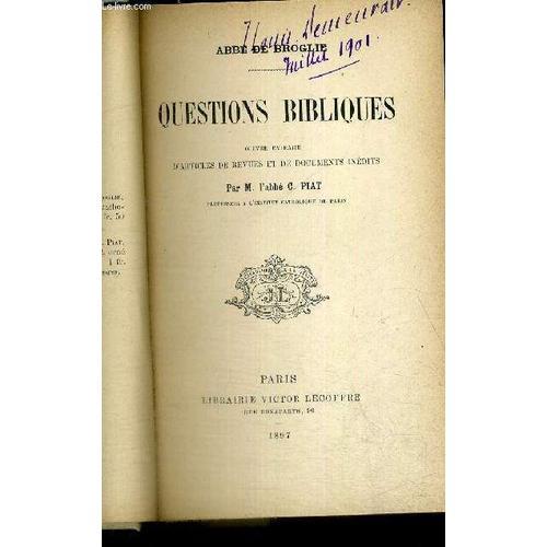 Questions Bibliques - Oeuvre Extraite D'articles De Revues Et De Do... on Productcaster.