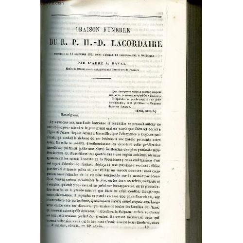 Oraison Funebre Du R.P.H.D. Lacordaire / Lettre De Monseigneur L'ev... on Productcaster.