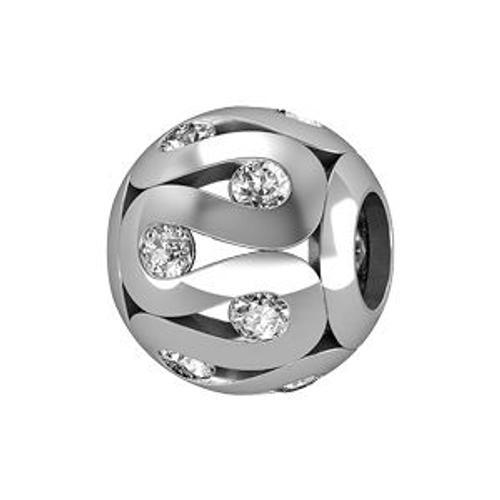 Charms Coulissant Argent Rhodié Boule Oxydes Blancs on Productcaster.