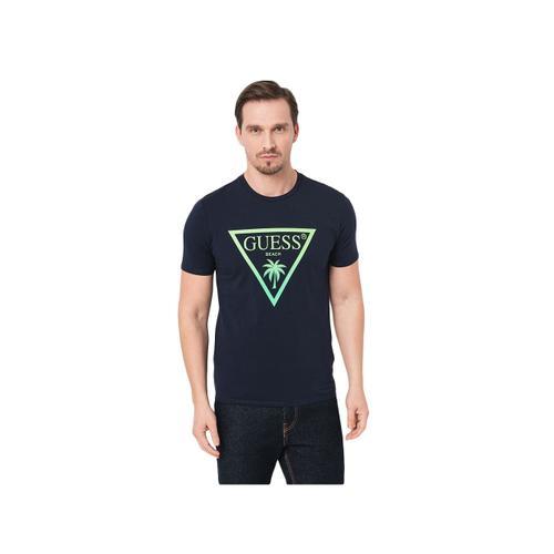 T Shirt Guess Palmas Triangle Homme Bleu on Productcaster.