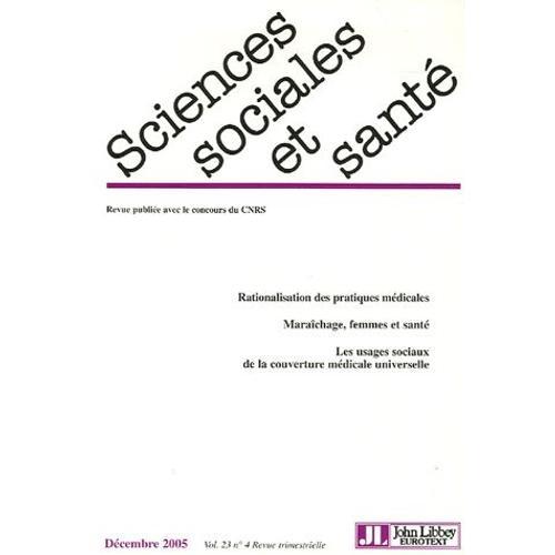 Sciences Sociales Et Santé Volume 23 N° 4, Déce on Productcaster.