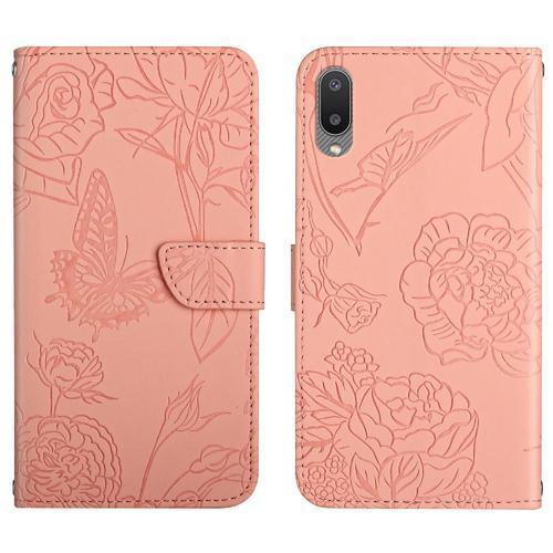 Étui Pour Samsung Galaxy A02 Avec Sangle De Poignet Fleurs Et Papil... on Productcaster.