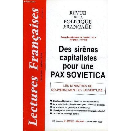 Lectures Francaises N° 375-376 - Des Sirenes Capitalistes Pour Une ... on Productcaster.