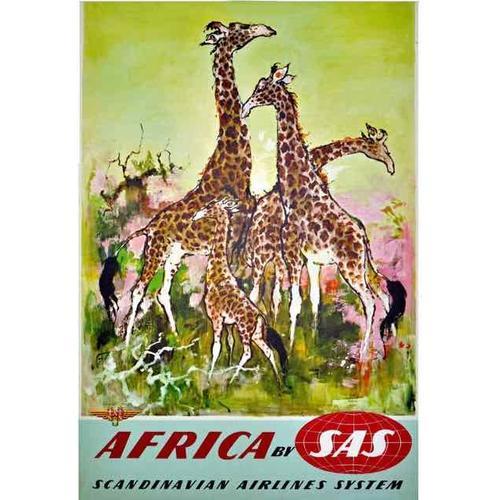 Affiche Africa Girafes Scandinavian Airlines on Productcaster.