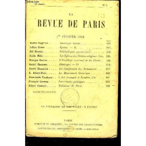 Revue De Paris 39e Annee N°3 - André Siegfried. Julien Green Pol Ne... on Productcaster.