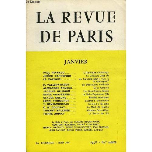 Revue De Paris 65e Annee N°1 - Paul Reynaud L¿Amérique S¿Interroge ... on Productcaster.