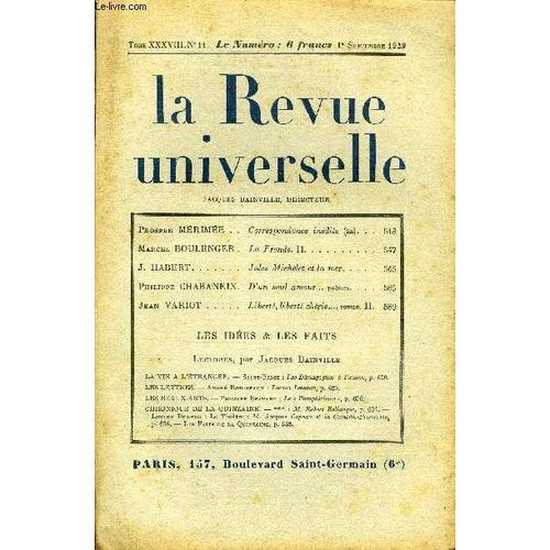 La Revue Universelle Tome 38 N°11 - Prosper Mérimée. Correspondance... on Productcaster.