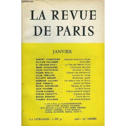 Revue De Paris 69e Annee N°1 - Robert D¿Harcourt .. Adenauer Devant... on Productcaster.