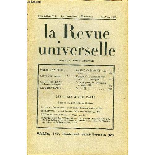 La Revue Universelle Tome 49 N°2 - Pierre Gaxotte. Le Siècle De Lou... on Productcaster.