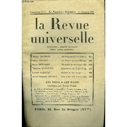 La Revue Universelle Tome 67 N°18 - André Maurois. Les Origines De ... on Productcaster.