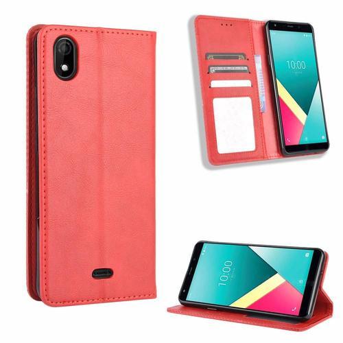 Étui Pour Wiko Y61 Portefeuille Fermeture Magnétique Cuir Pu - Rouge on Productcaster.