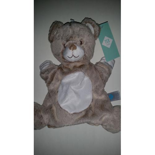 Doudou Ours Tex Baby Beige Marron Blanc Marionnette Ourson Naissanc... on Productcaster.