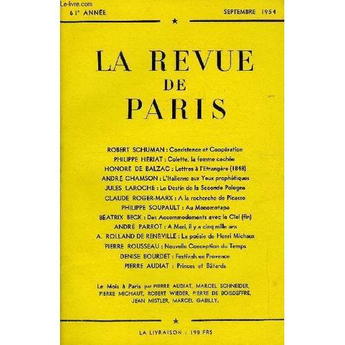 Revue De Paris 61e Annee N°9 - Robert Schuman : Coexistence Et Coop... on Productcaster.