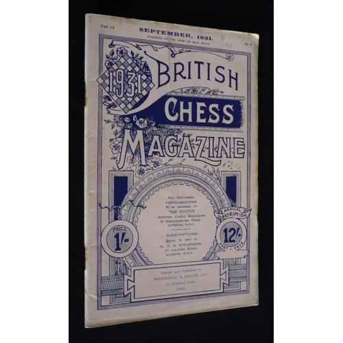 British Chess Magazine (Vol. Li - N°9 - September 1931) on Productcaster.