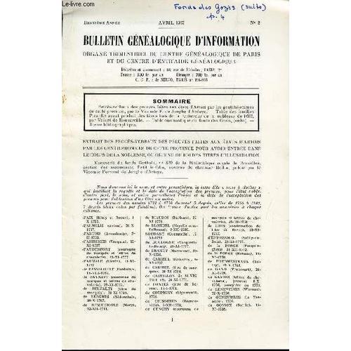 Bulletin Genealogique D'information - N°2- Avril 1957 / Proces Verb... on Productcaster.