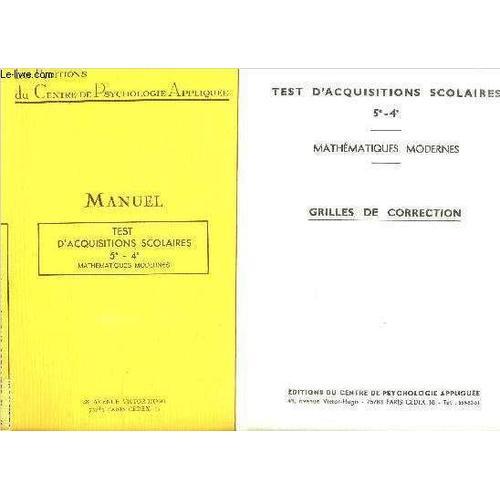 Manuel - Test D'acquisitions Scolaire 5e-4e - Mathematiques Moderne... on Productcaster.