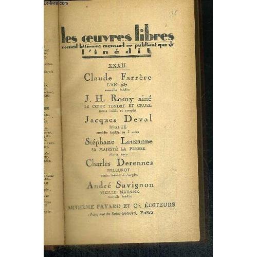 Les Oeuvres Libres - Recueil Litteraire Menusuel Ne Publiant Que De... on Productcaster.